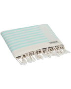 Turkish Cotton Beach Towel in Maui Sunset Multi Design with Twisted Tassels, Quick-Drying Sand-Resistant Weave