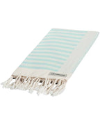Turkish Cotton Beach Towel in Maui Sunset Multi Design with Twisted Tassels, Quick-Drying Sand-Resistant Weave