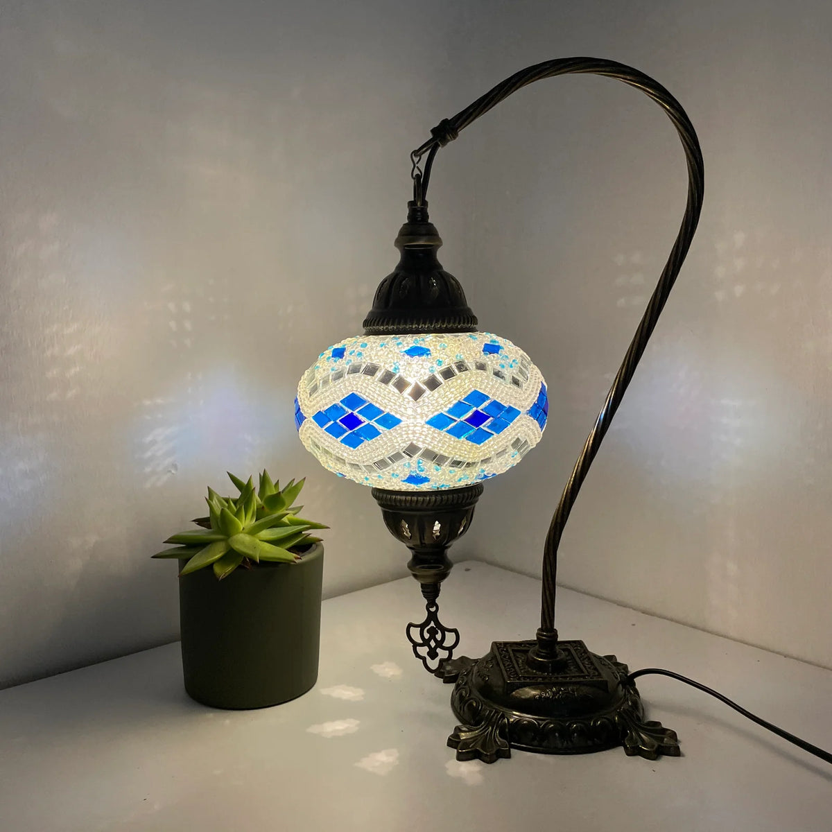 Turkish Mosaic Table Lamp Fixtures in Metal