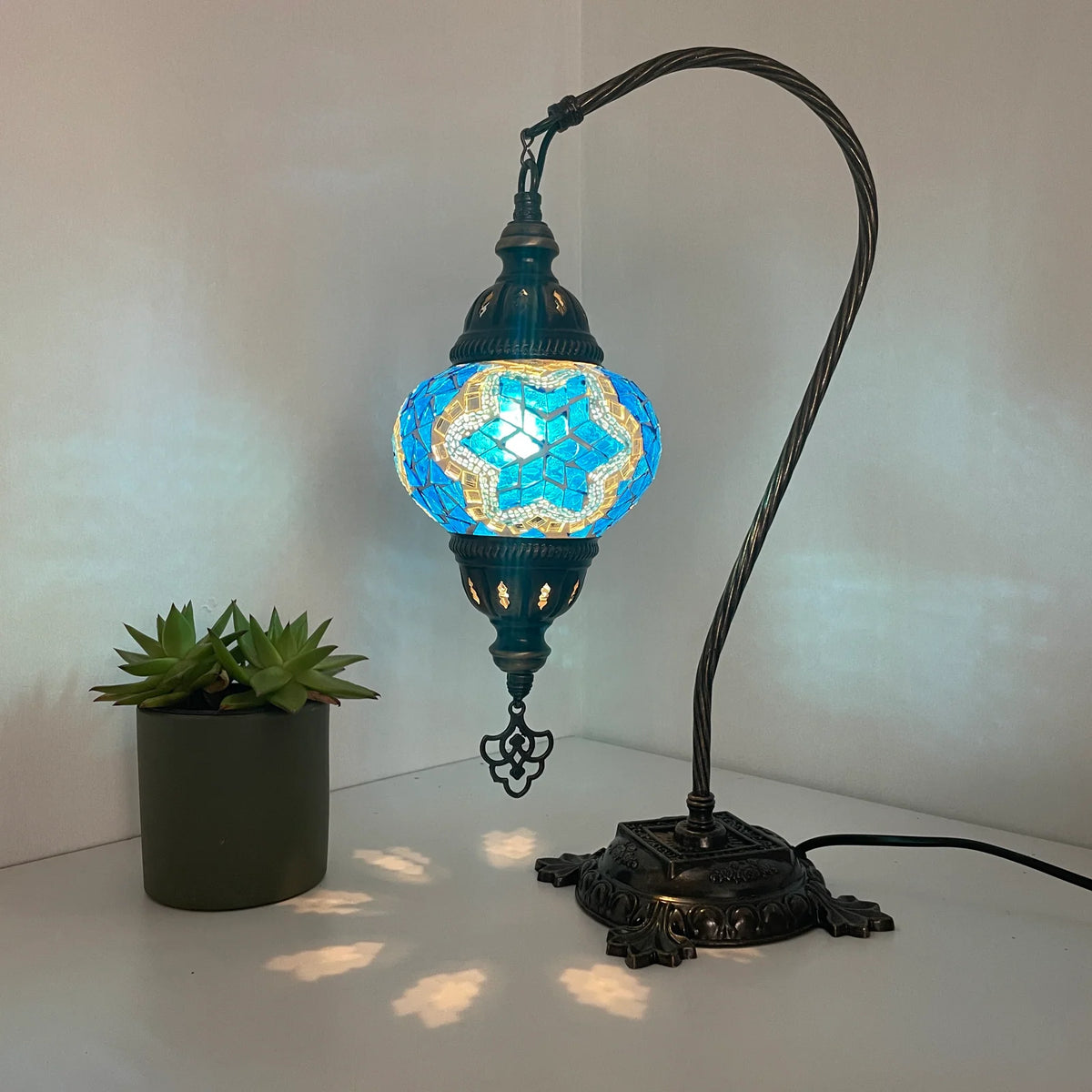 Turkish Mosaic Table Lamp Fixtures in Metal