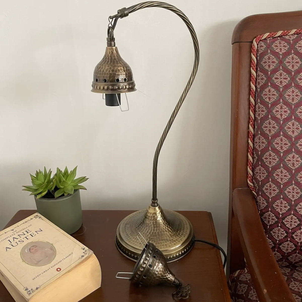 Turkish Mosaic Table Lamp Fixtures in Metal, Swan 3 for Large and Medium Globes