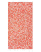 Turkish Organic Cotton Beach Towel with Red Classic Character Design, Jacquard Weave and Twisted Tassel Edges