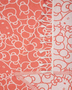 Turkish Organic Cotton Beach Towel with Red Classic Character Design, Jacquard Weave and Twisted Tassel Edges