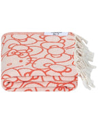Turkish Organic Cotton Beach Towel with Red Classic Character Design, Jacquard Weave and Twisted Tassel Edges