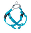 Turquoise No-Pull Dog Harness with a Velvet-Lined Chest Strap and Front and Back Leash Attachments