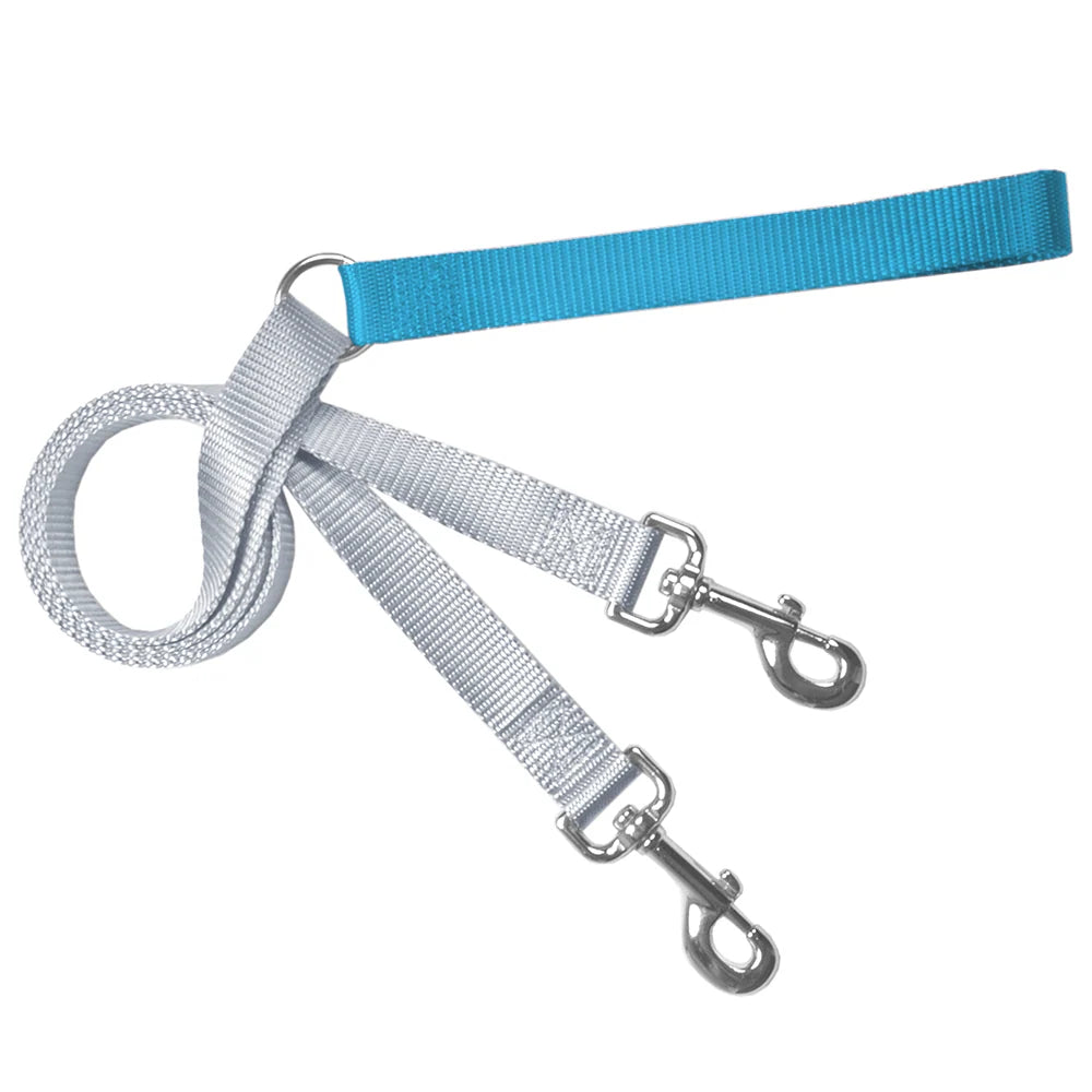 Turquoise No-Pull Dog Harness with a Velvet-Lined Chest Strap and Front and Back Leash Attachments