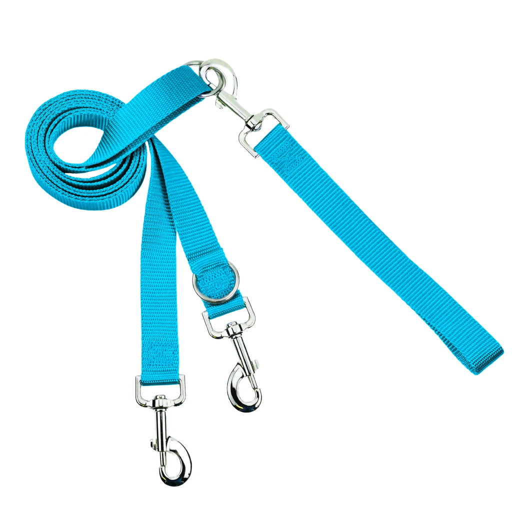Turquoise No-Pull Dog Harness with a Velvet-Lined Chest Strap and Front and Back Leash Attachments