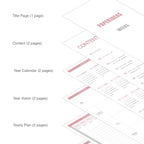 Undated Weekly Planner Notebook with Hard Cover, Monthly Calendars, Grid Notes, Dual Bookmarks and Expandable Pocket