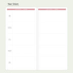 Undated Weekly Planner Notebook with Hard Cover, Monthly Calendars, Grid Notes, Dual Bookmarks and Expandable Pocket