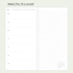 Undated Weekly Planner Notebook with Hard Cover, Monthly Calendars, Grid Notes, Dual Bookmarks and Expandable Pocket