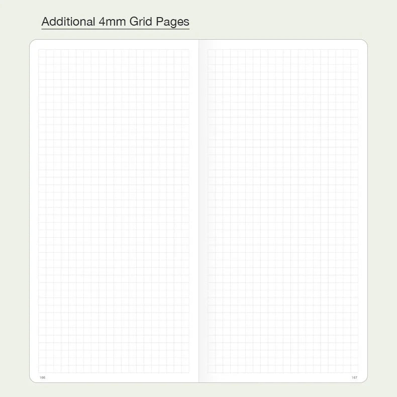 Undated Weekly Planner Notebook with Hard Cover, Monthly Calendars, Grid Notes, Dual Bookmarks and Expandable Pocket