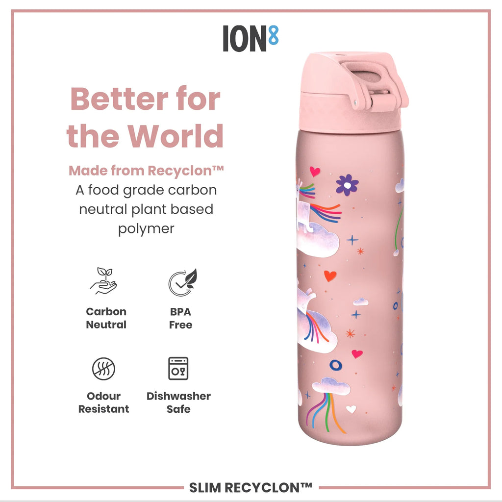 Unicorn Water Bottle in Pink, Leak-Proof Slim Design for School Lunch Boxes and Everyday Outings