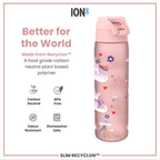 Unicorn Water Bottle in Pink, Leak-Proof Slim Design for School Lunch Boxes and Everyday Outings