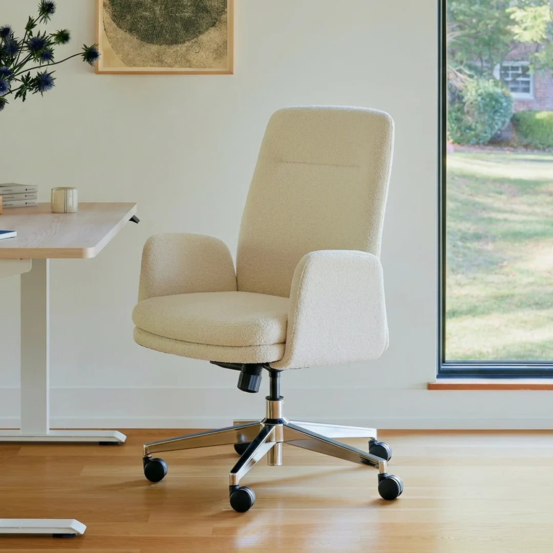 Upholstered Ergonomic Chair with a Foam-and-Coil Cushion and Integrated Lumbar Support, Open Box