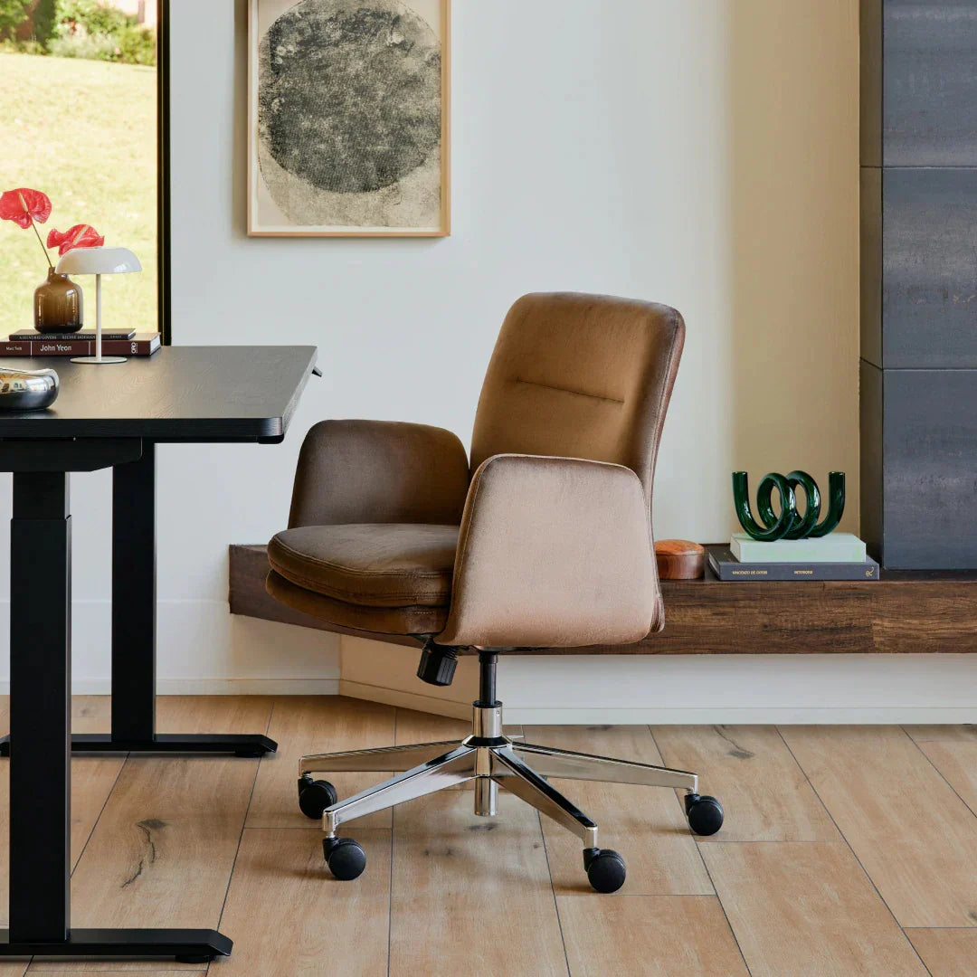 Upholstered Ergonomic Chair with a Foam-and-Coil Cushion and Integrated Lumbar Support, Open Box