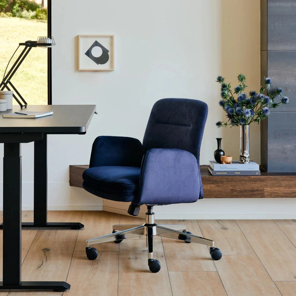 Upholstered Ergonomic Chair with a Foam-and-Coil Cushion and Integrated Lumbar Support, Open Box