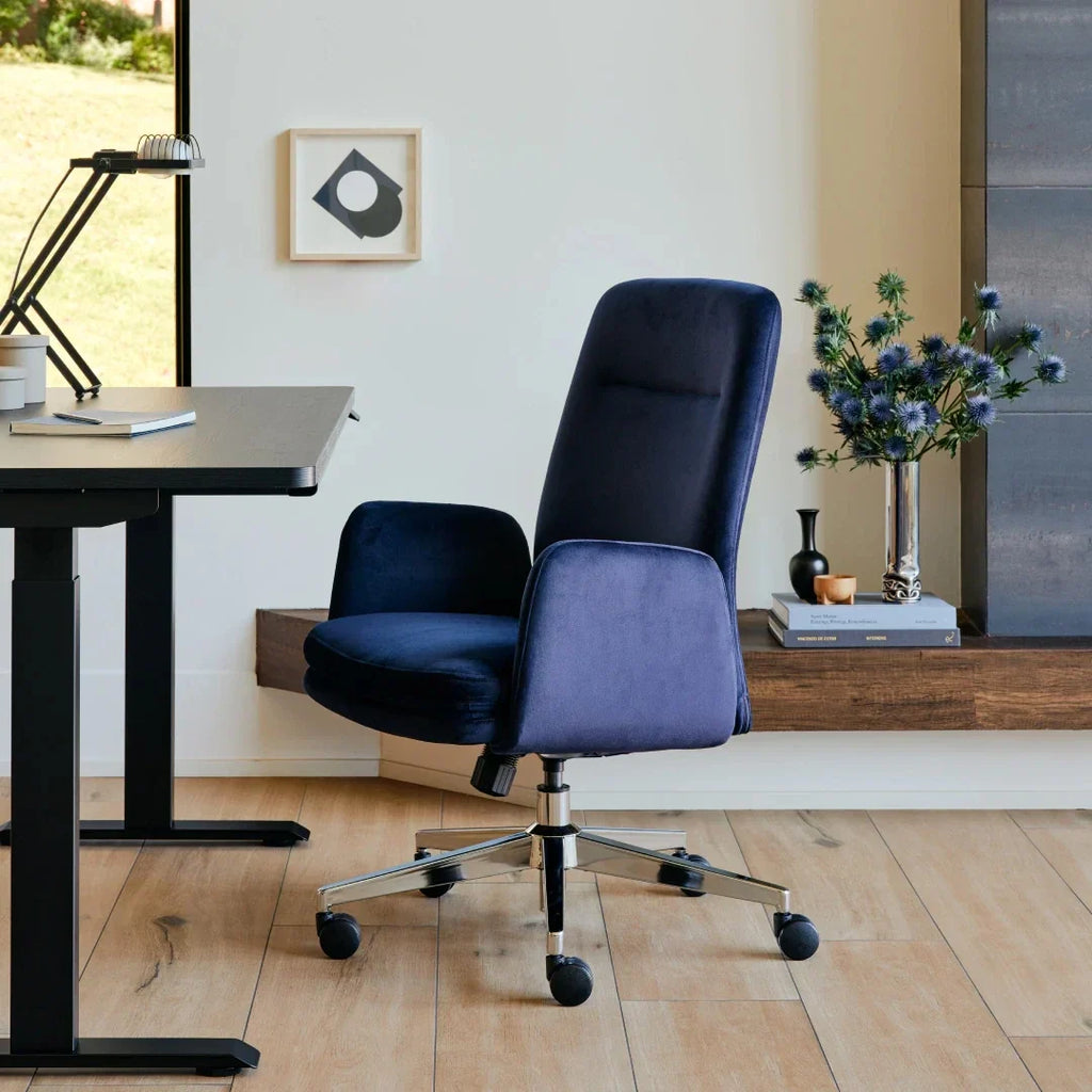 Upholstered Ergonomic Chair with a Foam-and-Coil Cushion and Integrated Lumbar Support, Open Box