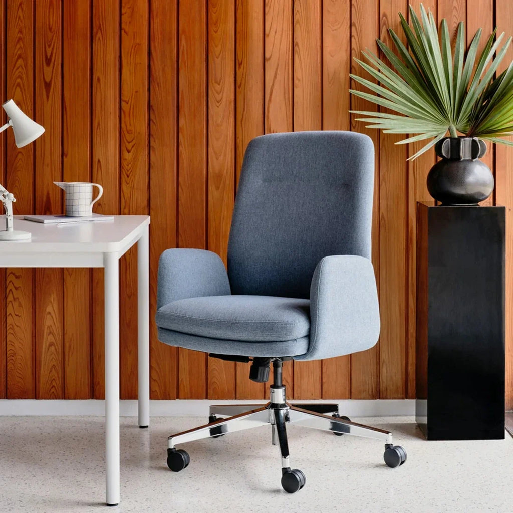 Upholstered Ergonomic Chair with a Foam-and-Coil Cushion and Integrated Lumbar Support, Open Box