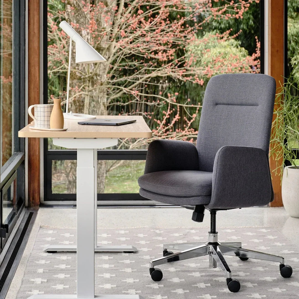 Upholstered Ergonomic Chair with a Foam-and-Coil Cushion and Integrated Lumbar Support, Open Box