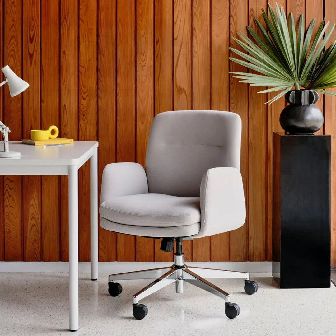 Upholstered Ergonomic Chair with a Foam-and-Coil Cushion and Integrated Lumbar Support, Open Box