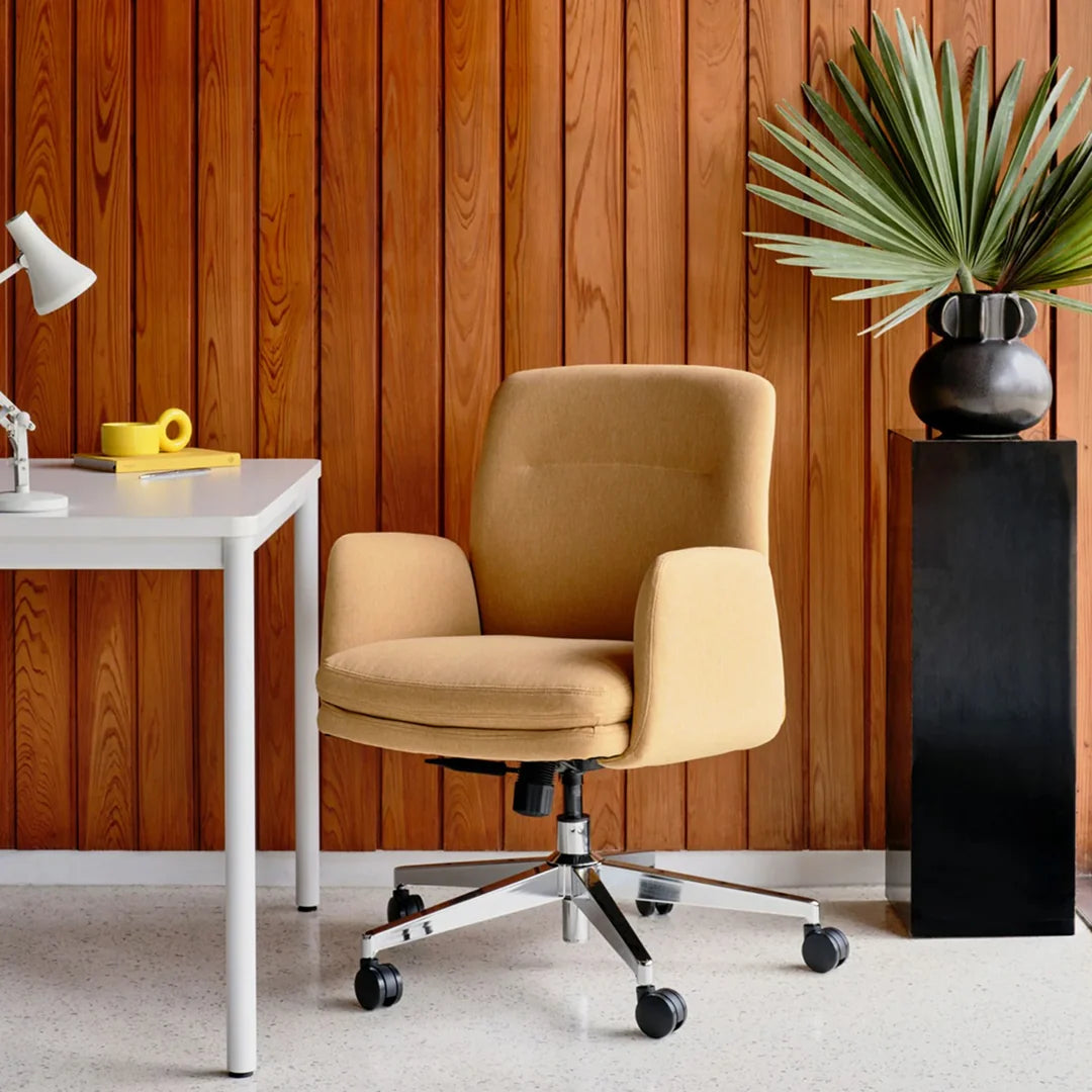 Upholstered Ergonomic Chair with a Foam-and-Coil Cushion and Integrated Lumbar Support, Open Box