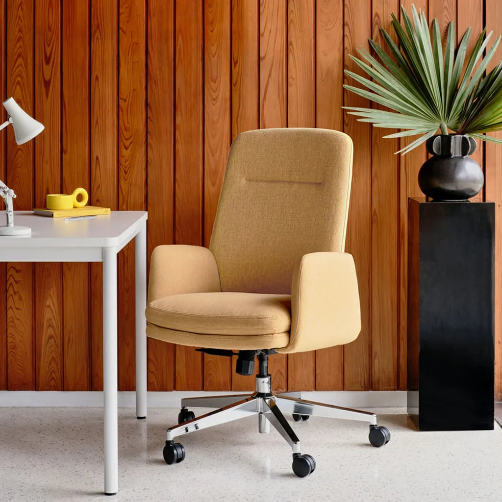 Upholstered Ergonomic Chair with a Foam-and-Coil Cushion and Integrated Lumbar Support, Open Box