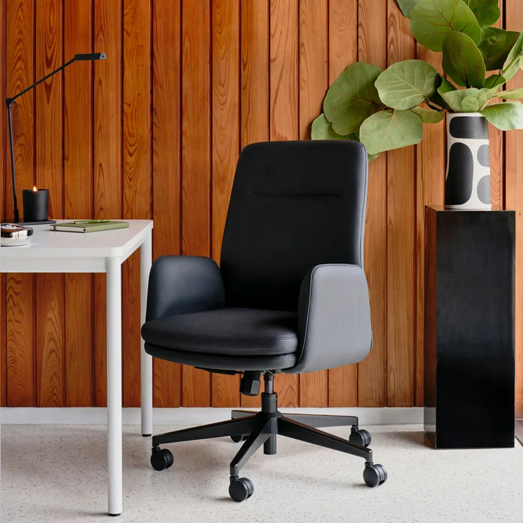 Upholstered Ergonomic Chair with a Foam-and-Coil Cushion and Integrated Lumbar Support, Open Box