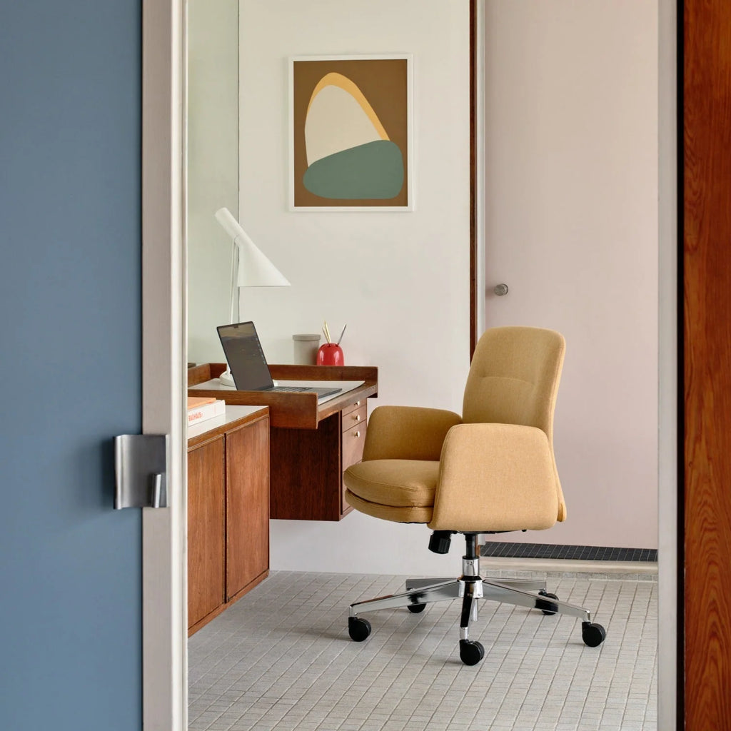 Upholstered Ergonomic Chair with a Foam-and-Coil Cushion and Integrated Lumbar Support, Open Box