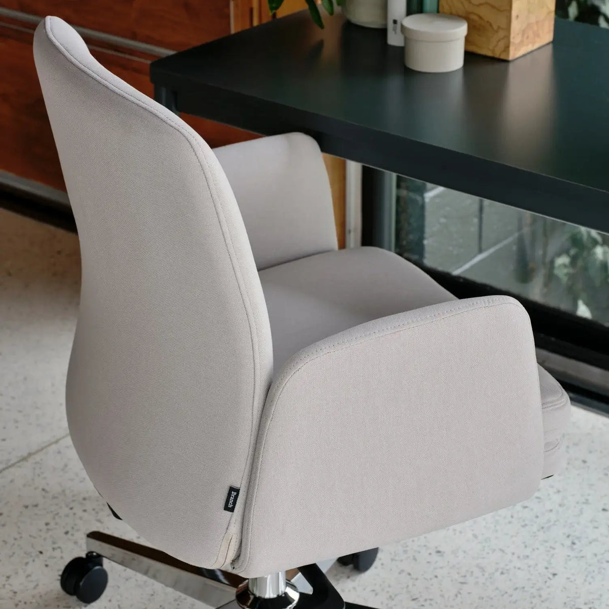 Upholstered Ergonomic Chair with a Foam-and-Coil Cushion and Integrated Lumbar Support, Open Box