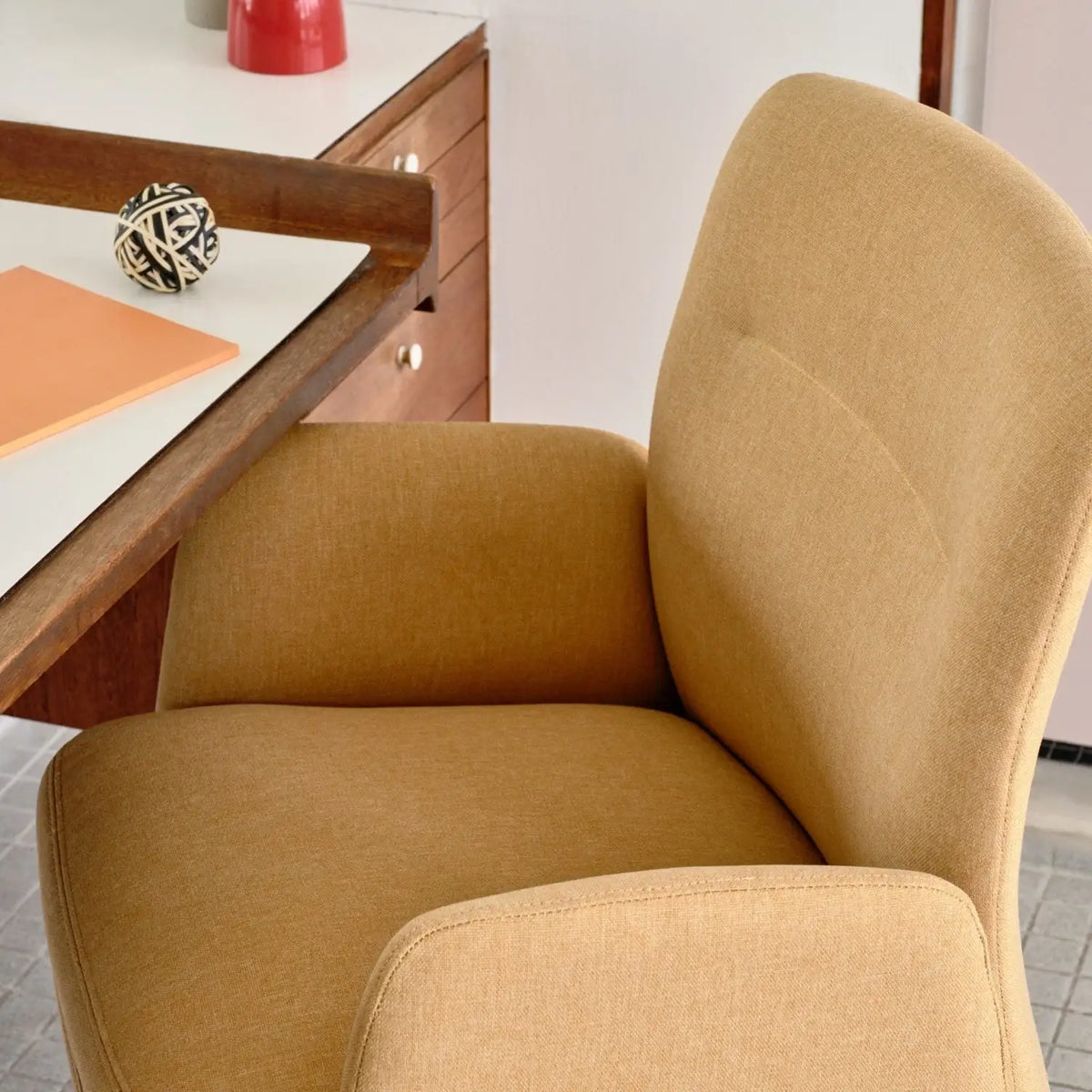 Upholstered Ergonomic Chair with a Foam-and-Coil Cushion and Integrated Lumbar Support, Open Box