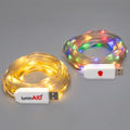 USB String Lights Combo Pack with Warm White and Multicolor 32-Foot LED Strands for Camping, Bedrooms, and Backyards