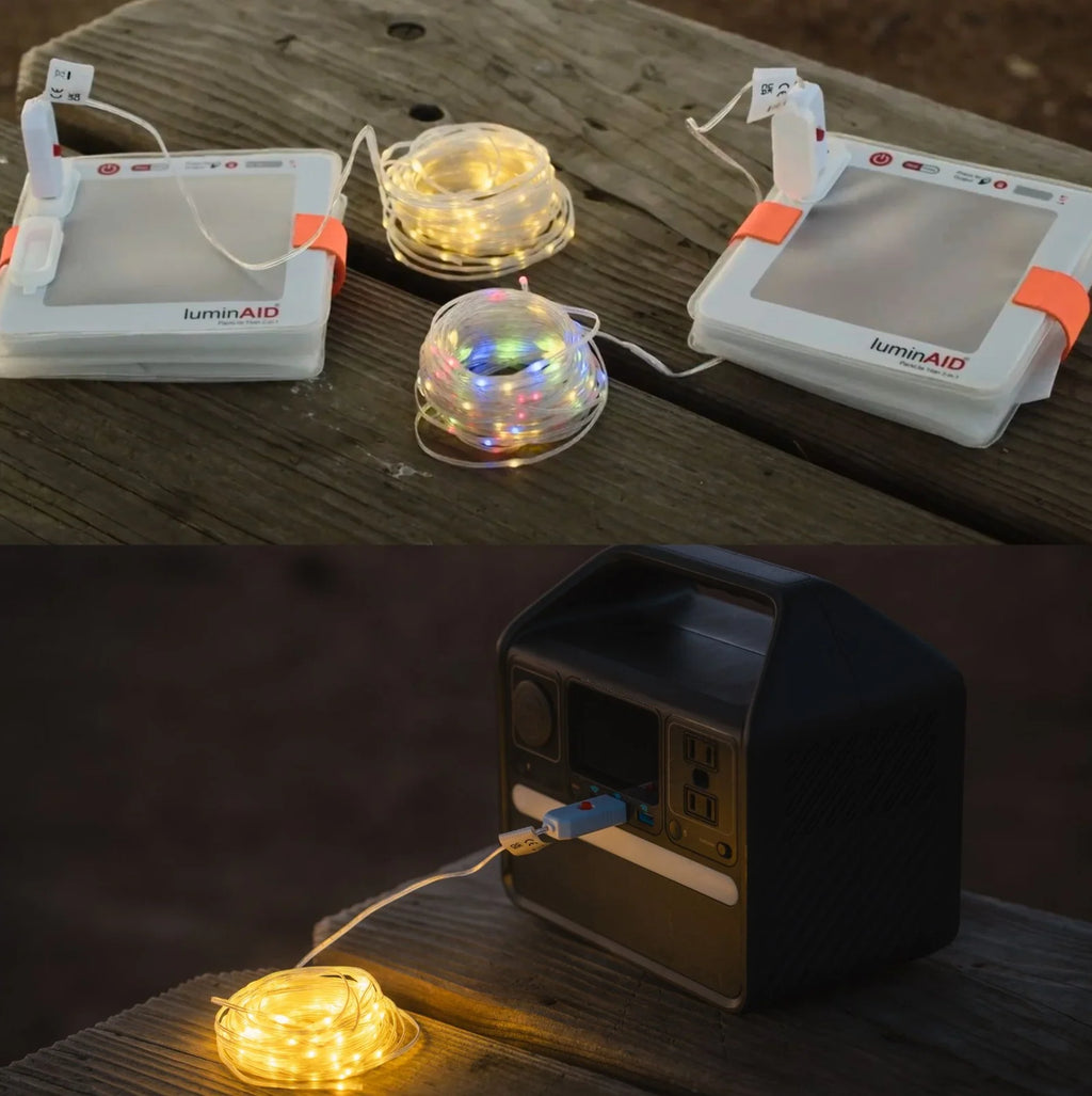 USB String Lights Combo Pack with Warm White and Multicolor 32-Foot LED Strands for Camping, Bedrooms, and Backyards