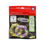 USB String Lights Combo Pack with Warm White and Multicolor 32-Foot LED Strands for Camping, Bedrooms, and Backyards