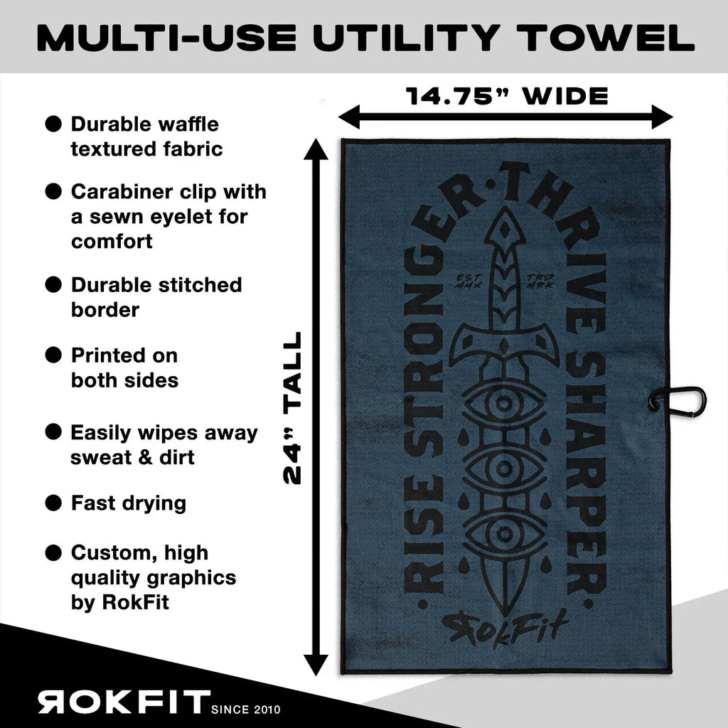 Utility Towel for Gym Workouts, Golf, Hiking and Work with Quick-Dry Waffle Polyester and Carabiner Clip
