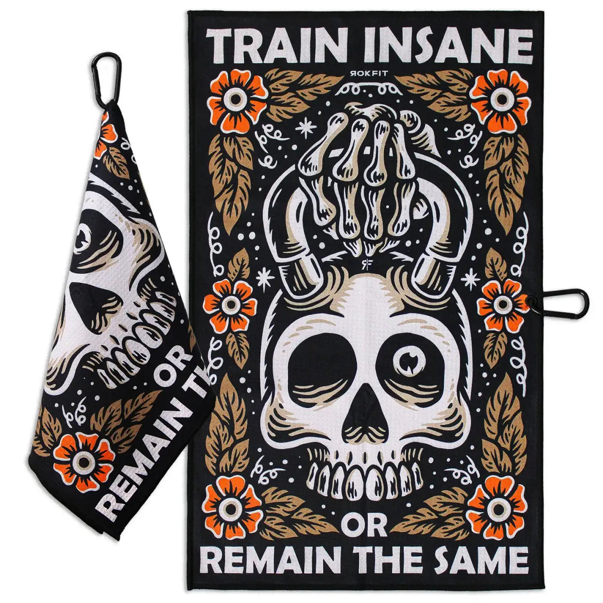 Utility Towel for Workouts and Outdoor Wipe-Downs in Quick-Drying Waffle Polyester with Carabiner