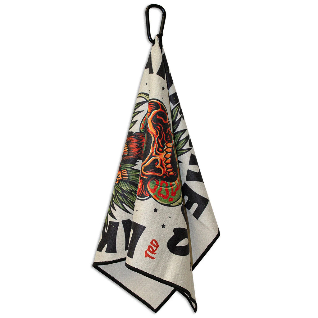 Utility Towel with Waffle-Textured Polyester, Carabiner Clip and Double-Sided Printed Design for Gym, Work and Outdoors