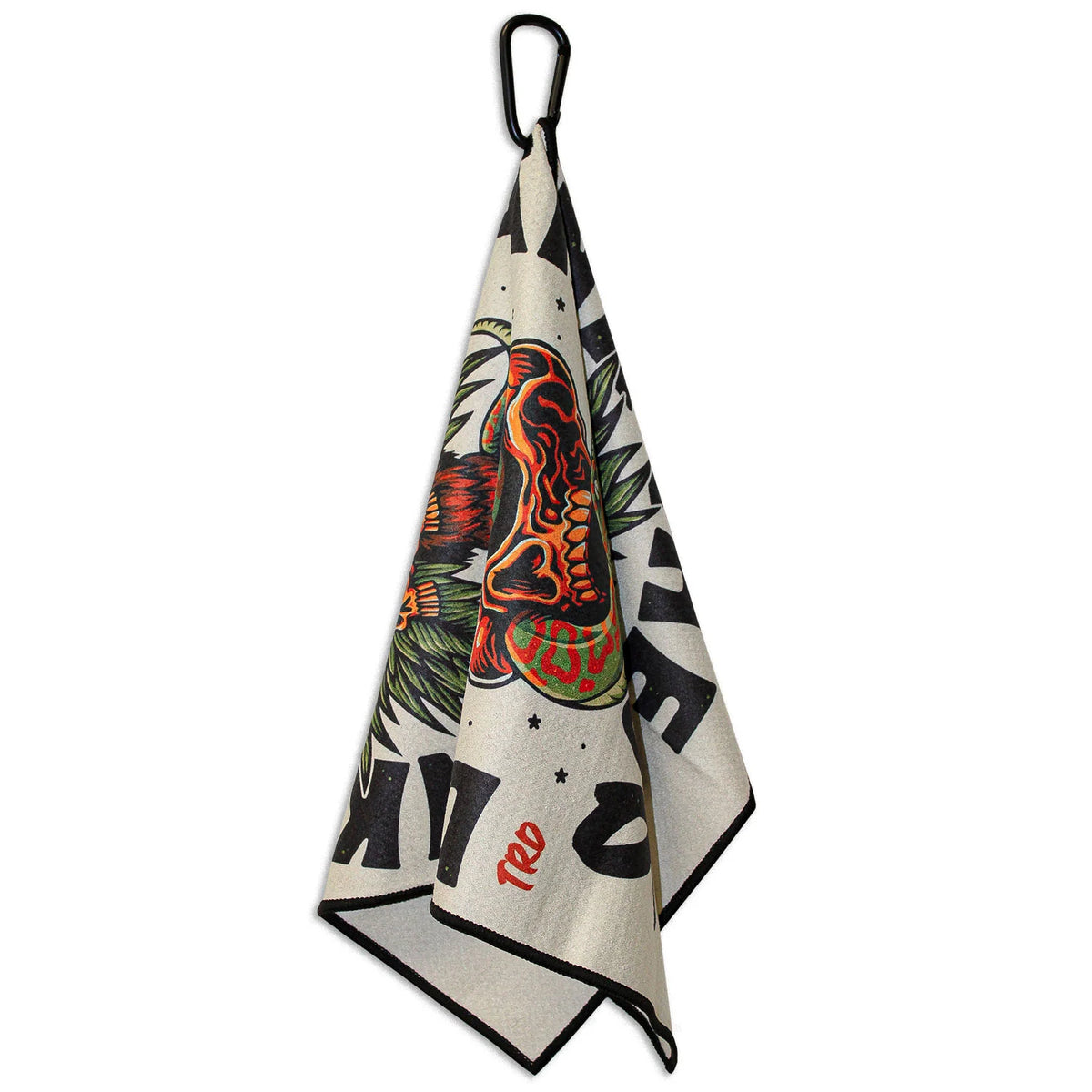 Utility Towel with Waffle-Textured Polyester, Carabiner Clip and Double-Sided Printed Design for Gym, Work and Outdoors