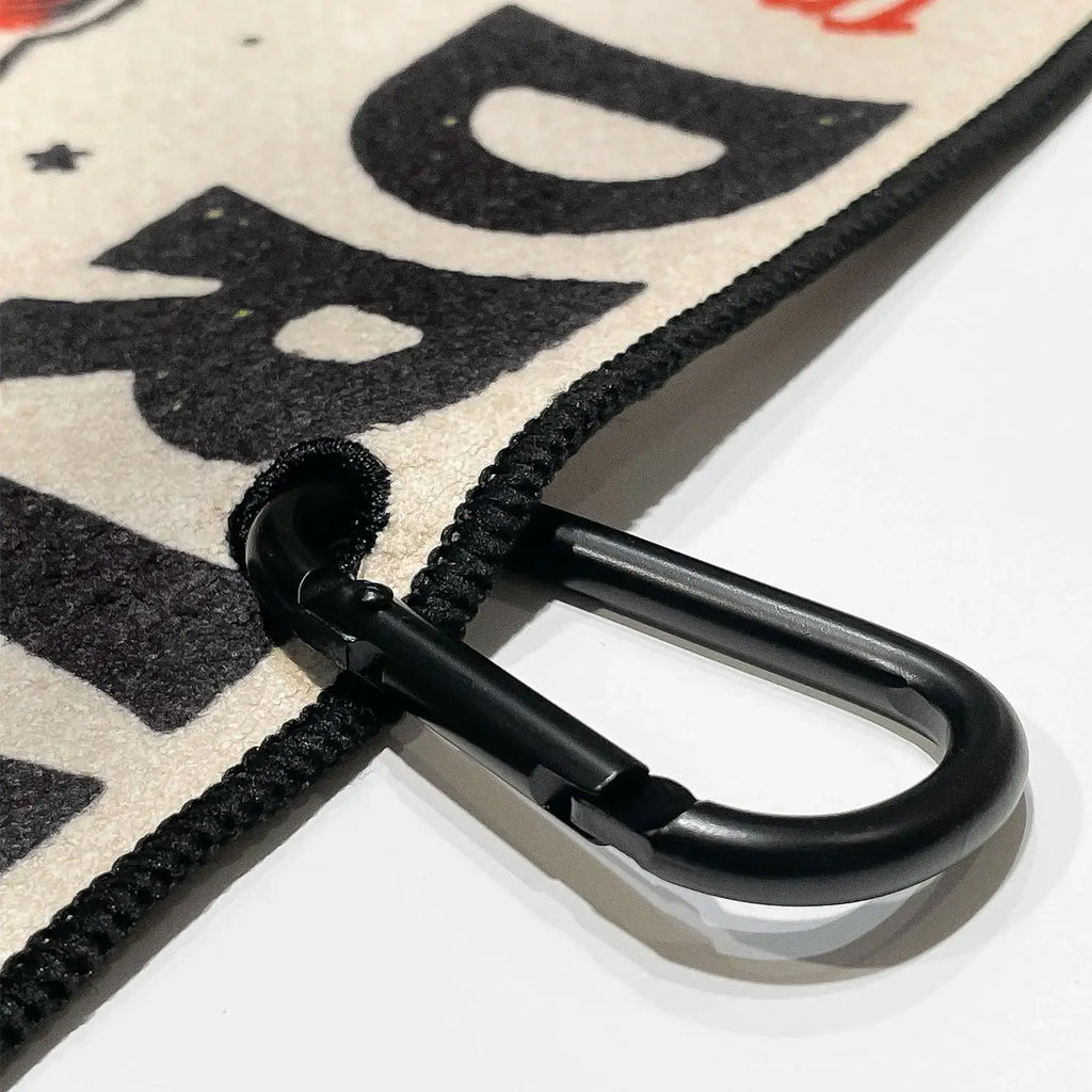 Utility Towel with Waffle-Textured Polyester, Carabiner Clip and Double-Sided Printed Design for Gym, Work and Outdoors