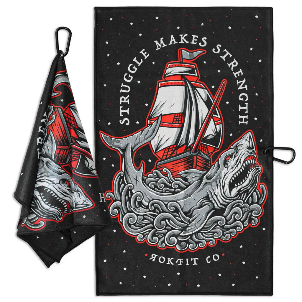 Utility Towel with Waffle-Textured Polyester, Carabiner Clip and Double-Sided Printed Design