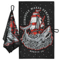 Utility Towel with Waffle-Textured Polyester, Carabiner Clip and Double-Sided Printed Design
