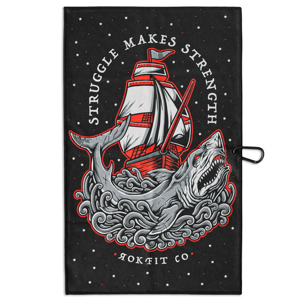 Utility Towel with Waffle-Textured Polyester, Carabiner Clip and Double-Sided Printed Design