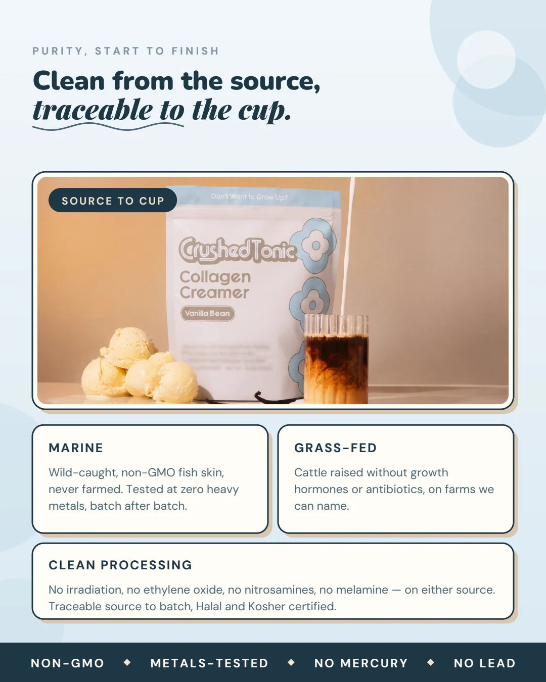 Vanilla Bean Collagen Creamer for Coffee and Matcha with Real Madagascar Vanilla Bean Specks