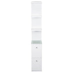 Vanity Storage Column with Display Shelves and Two Large Drawers for Organizing Your Vanity Area