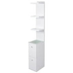Vanity Storage Column with Display Shelves and Two Large Drawers for Organizing Your Vanity Area