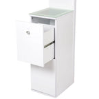 Vanity Storage Column with Display Shelves and Two Large Drawers for Organizing Your Vanity Area