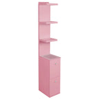 Vanity Storage Column with Display Shelves and Two Large Drawers for Organizing Your Vanity Area — Light Pink