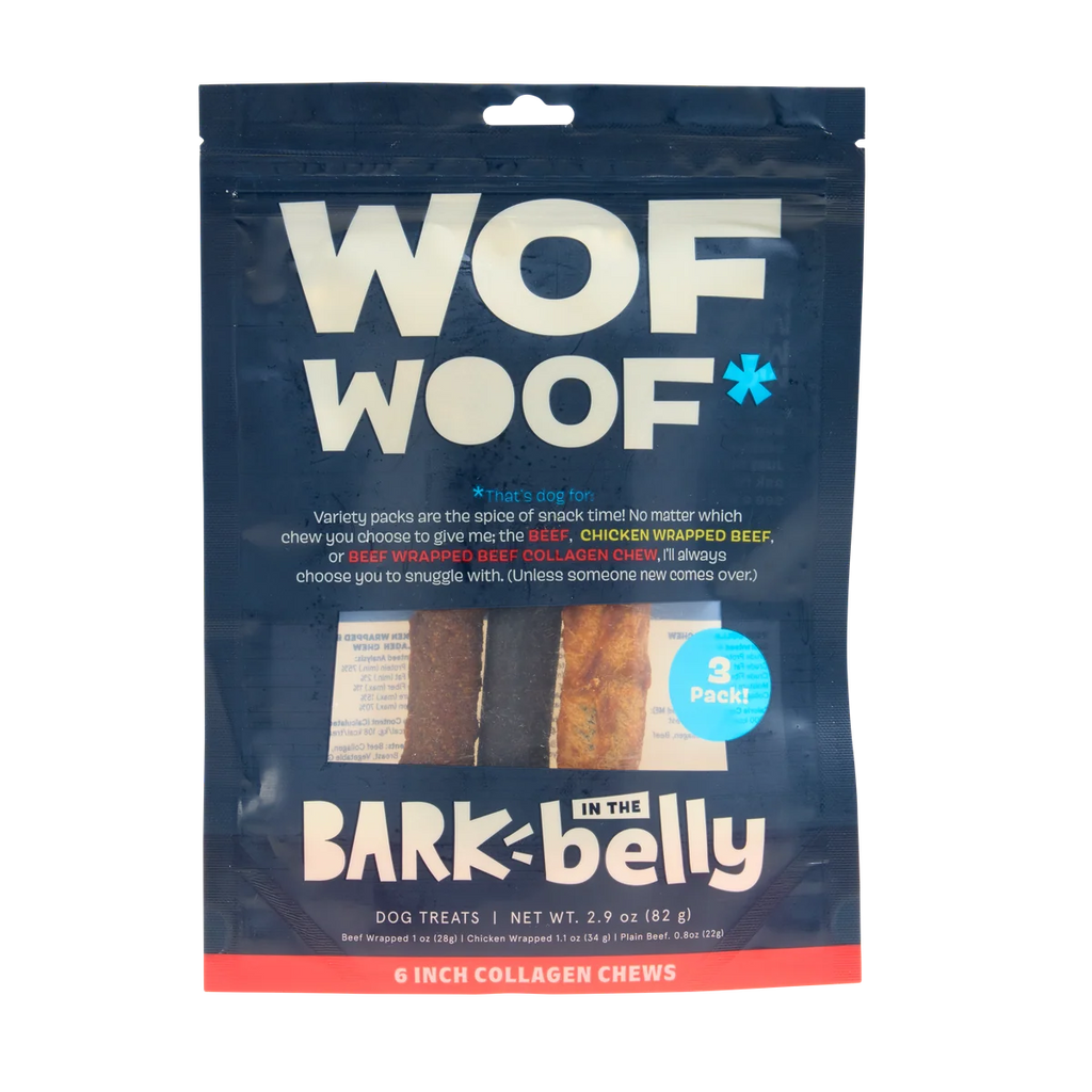 Variety Pack Collagen Dog Chews, 3 Count, 6-Inch Beef and Chicken Wrapped Treats · Three-chew variety pack