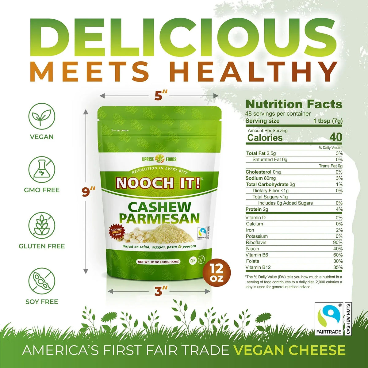 Vegan Cashew Parmesan Topping, 12oz Grated Dairy-Free Cheese