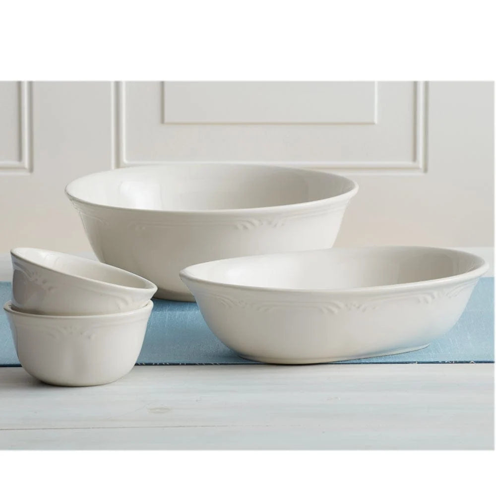 Vegetable Serving Bowl in White Stoneware