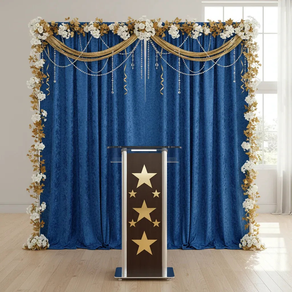Velvet Backdrop Curtain Panel in Royal Blue, 10 ft Tall x 52 in